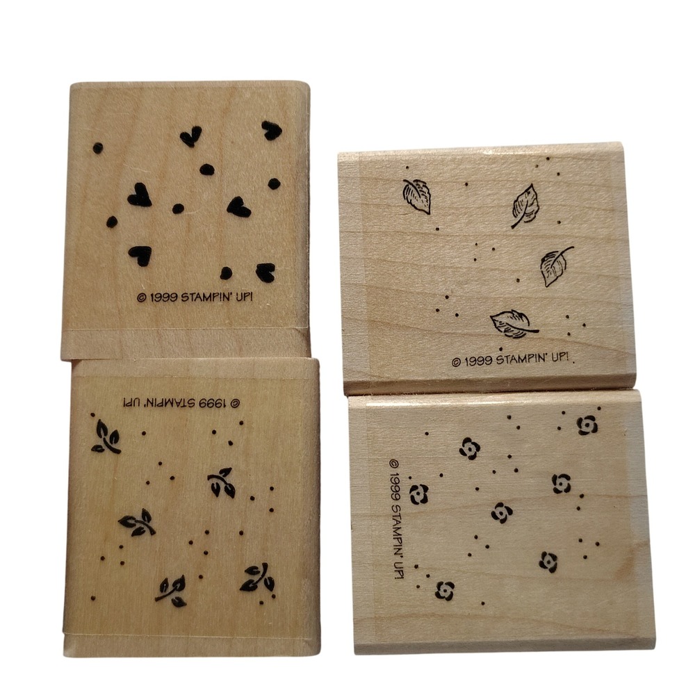 Vintage Stampin Up‎ Petite Patterns Wood Mount Stamps 1999 Retired 4 Pieces